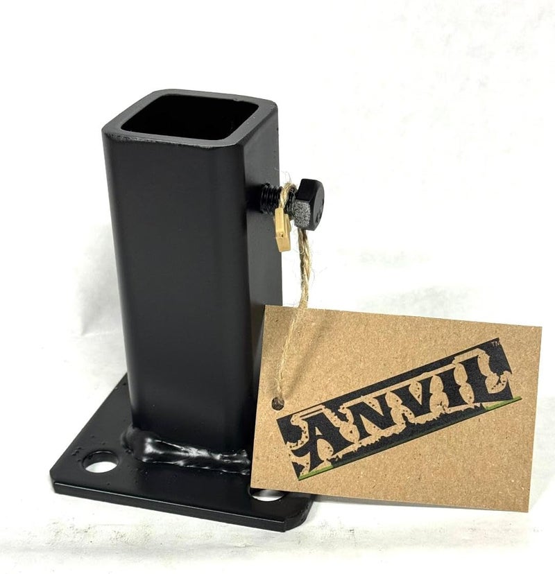 Anvil Rusty Iron Stair Posts Railing Base 4" Rail Post Repair Mount No Welding Broke Wobbly Rails-Slip-Fit Boot Handrail Repairs fits 1" Square Hollow Tube or Solid Steel Post Black Paint w/Bolts - Image 1